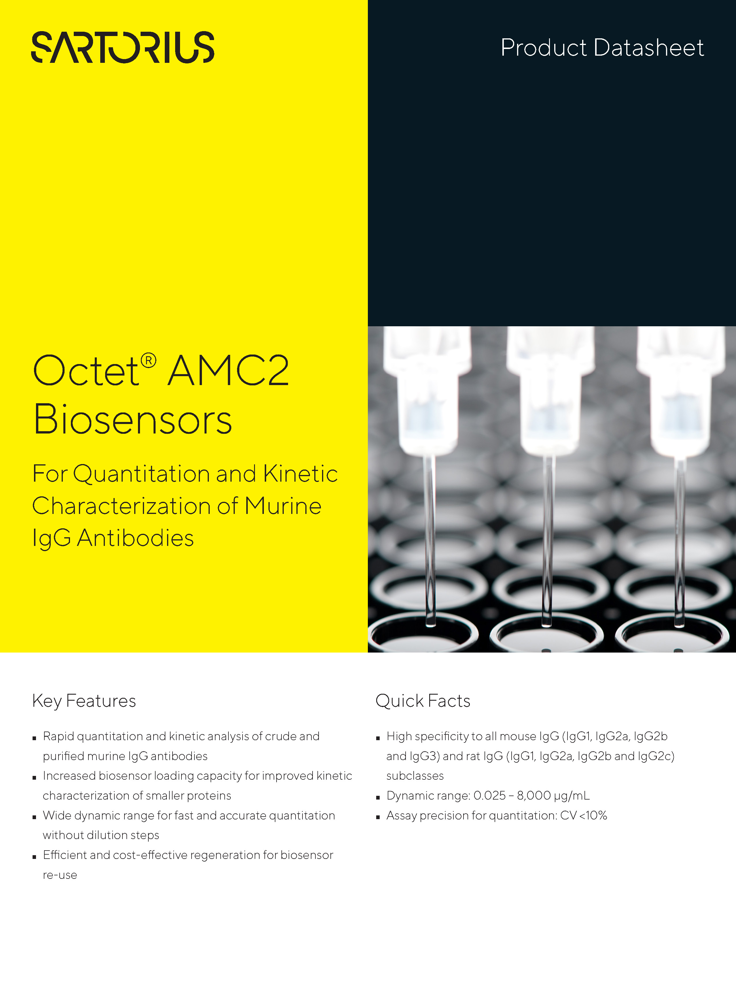 Octet® AMC2 Biosensors - For Quantitation and Kinetic Characterization of Murine IgG Antibodies - Sartorius Croatia