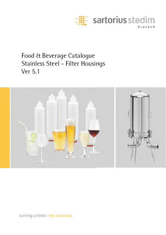 Food & Beverage Catalogue Stainless Steel - Filter Housings - Sartorius Croatia