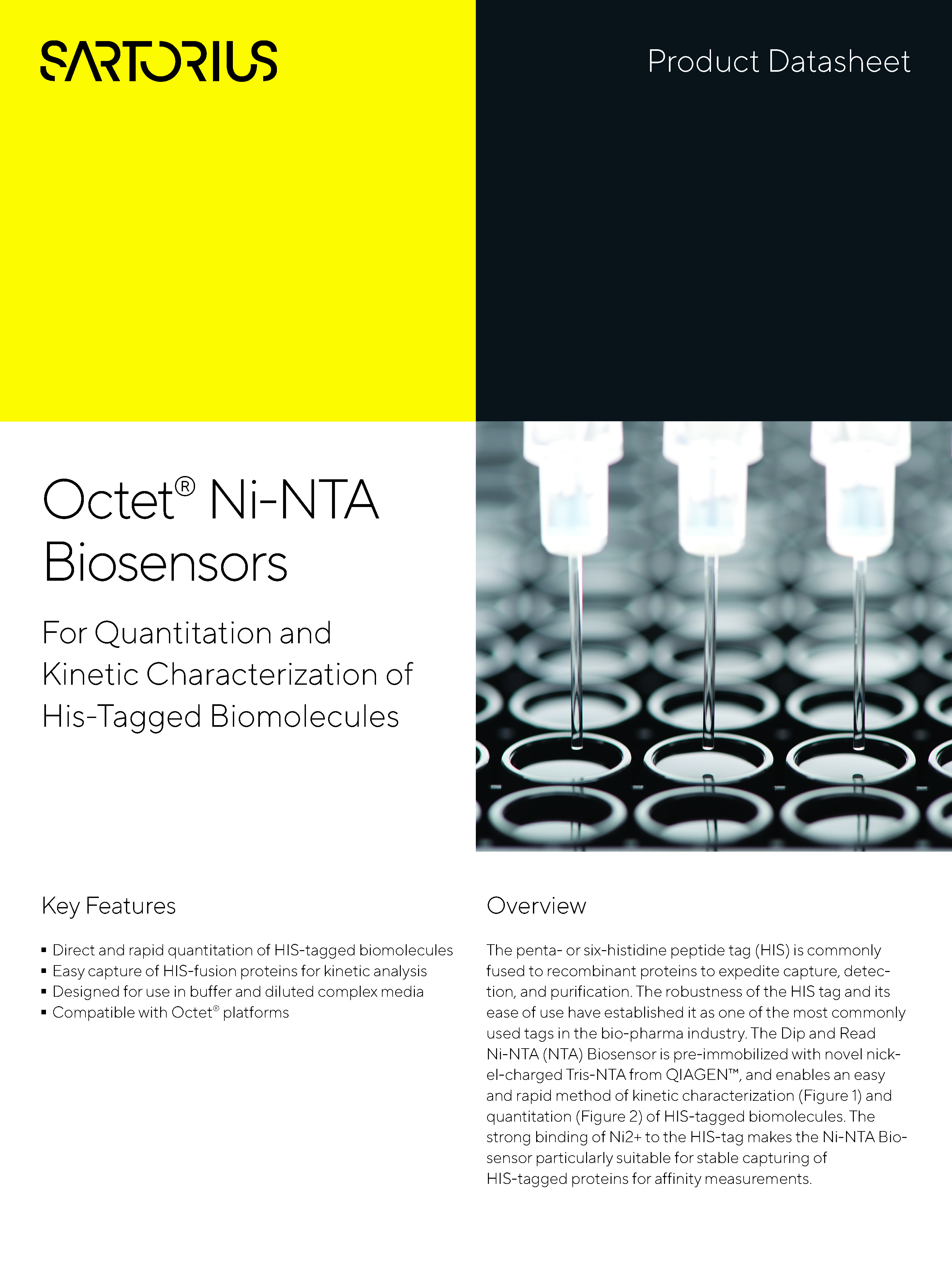 Octet® Ni-NTA Biosensors - For Quantitation and Kinetic Characterization of His-Tagged Biomolecules - Sartorius Croatia