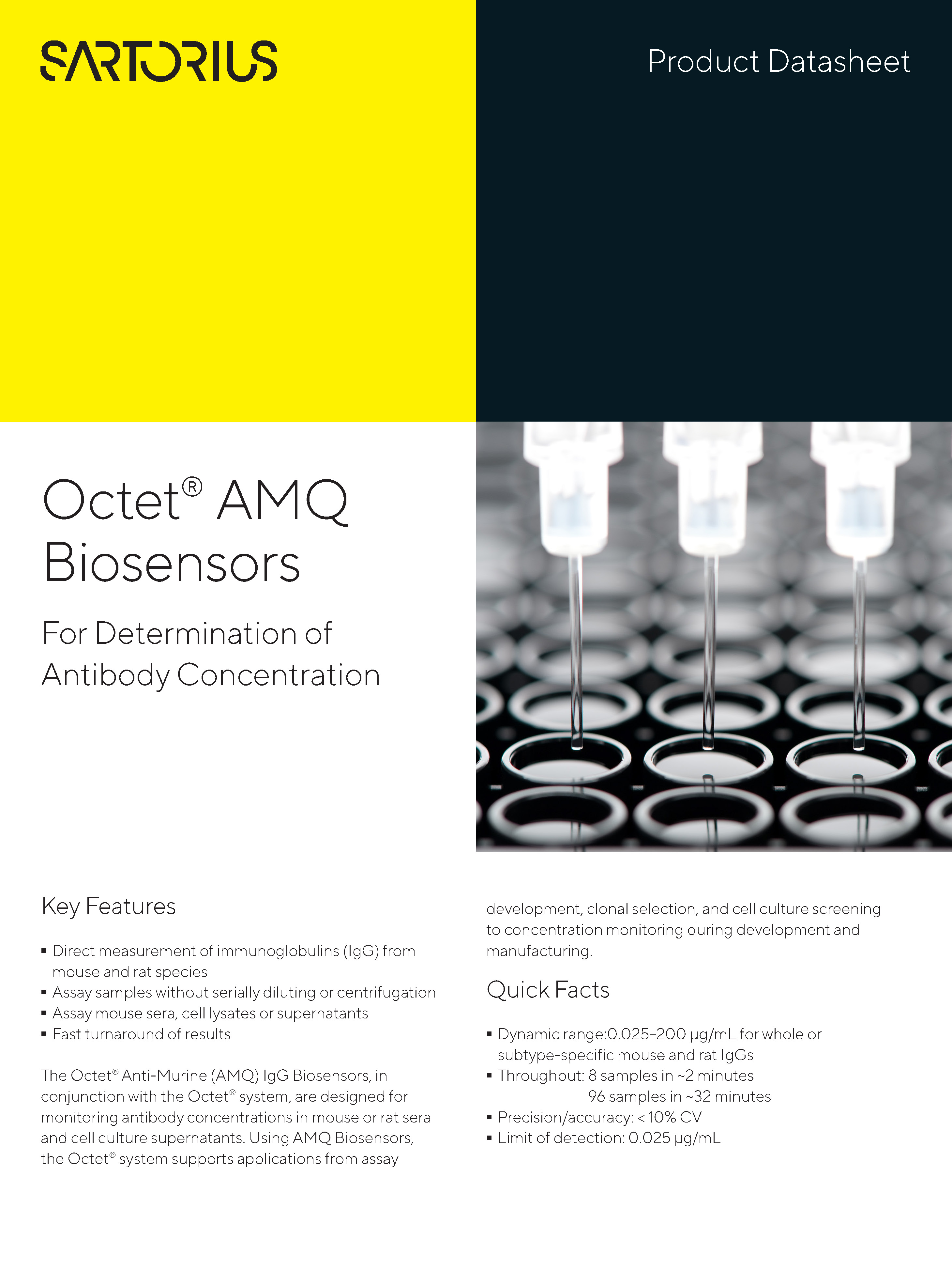 Octet® AHQ Biosensors - For Determination of Antibody Concentration - Sartorius Croatia