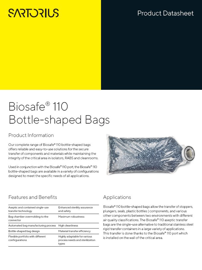  Biosafe® 110 Bottle-shaped Bags  - Sartorius Croatia