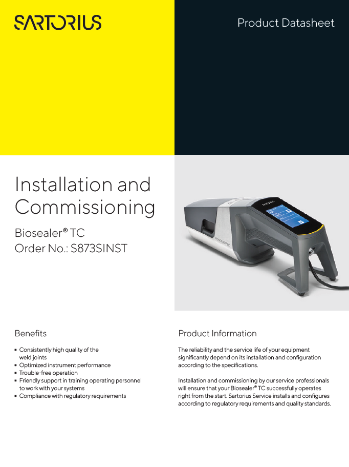 Biosealer® TC: Installation and Commissioning  - Sartorius Croatia
