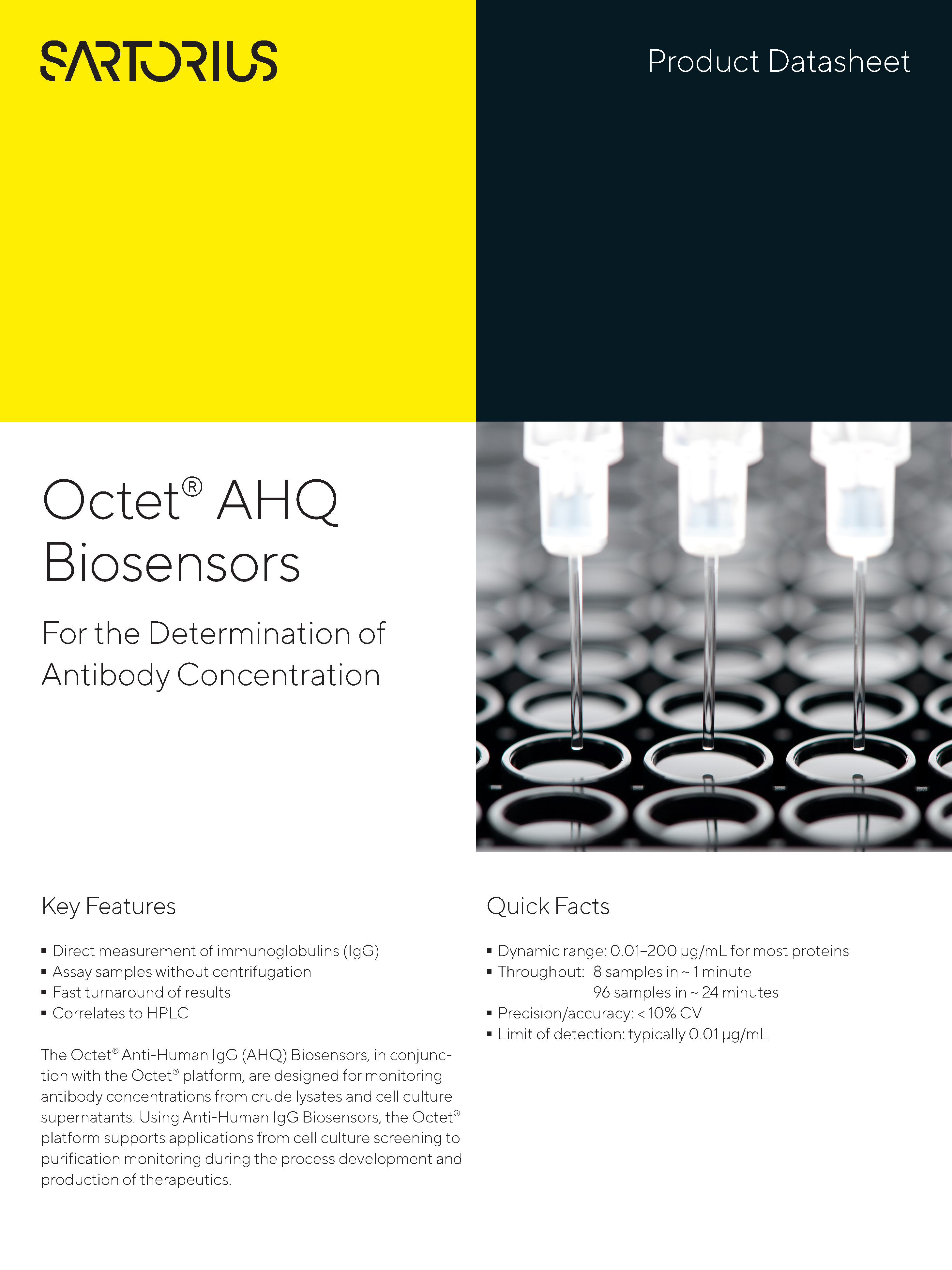 Octet® AHQ Biosensors - For Determination of Antibody Concentration - Sartorius Croatia