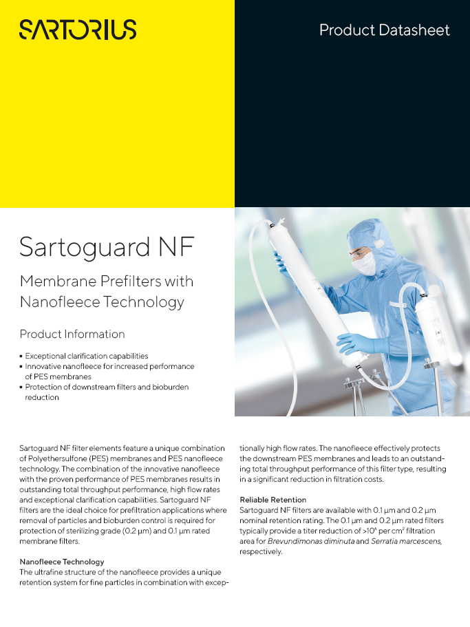  Sartoguard NF: Membrane Prefilters with Nanofleece Technology - Sartorius Croatia