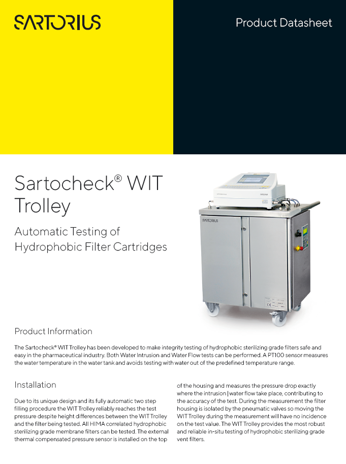 Sartocheck® WIT Trolley: Automatic Testing of Hydrophobic Filter Cartridges - Sartorius Croatia