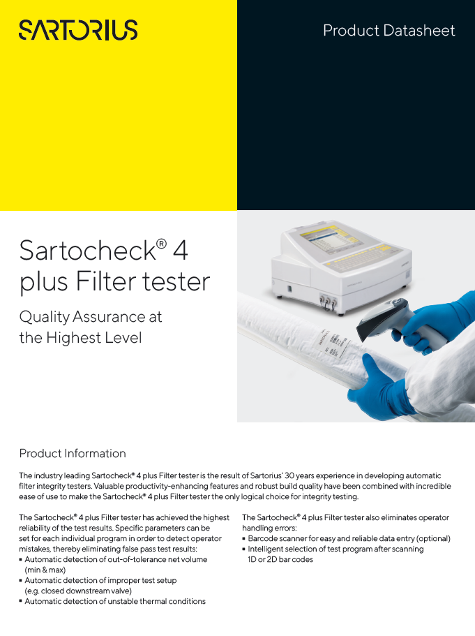 Sartocheck® 4 plus Filter tester: Quality Assurance at the Highest Level - Sartorius Croatia