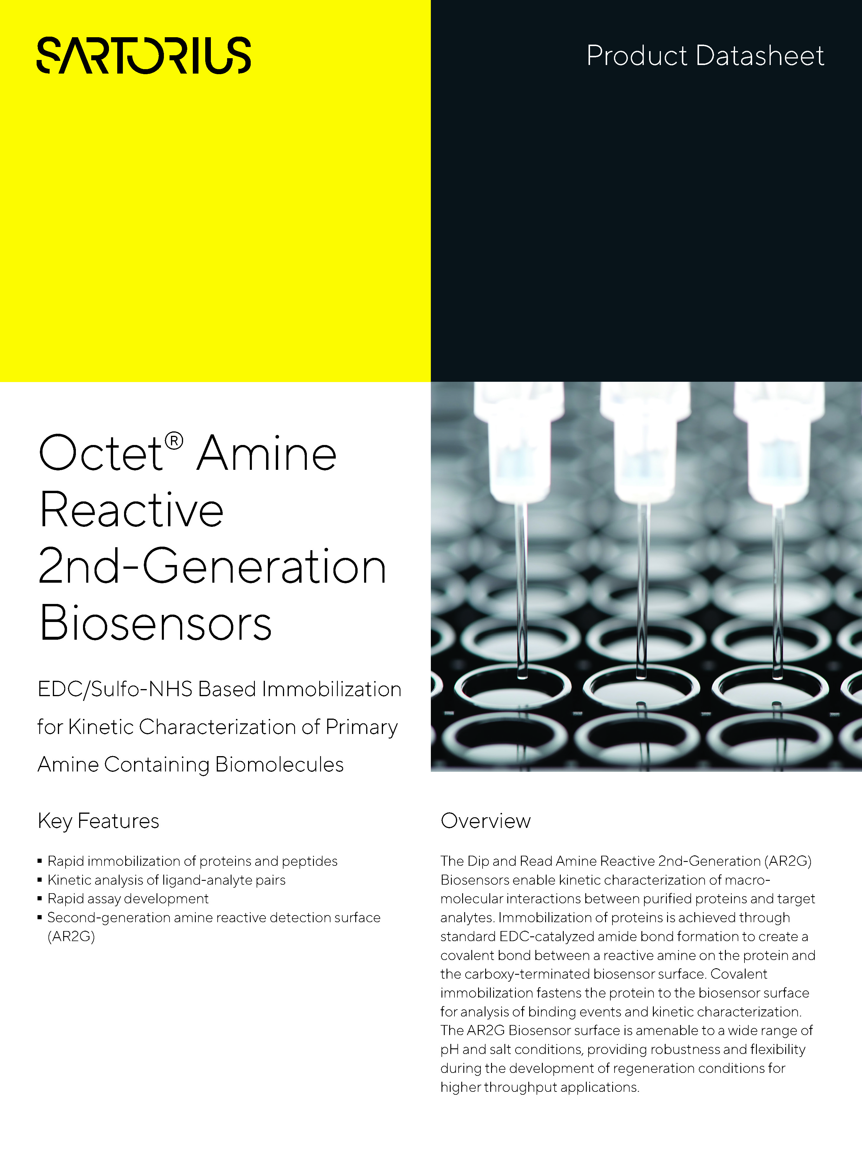 Octet® Amine Reactive 2nd-Generation Biosensors - EDC/Sulfo-NHS Based Immobilization for Kinetic Characterization of Primary Amine Containing Biomolecules - Sartorius Croatia